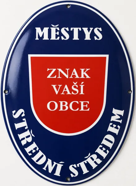 Smaltovaná cedule se znakem obce O10-obec 2